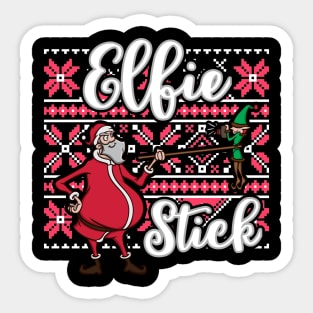 Funny Elf Pun Selfie Stick Santa Claus Christmas Meme Gift Sticker